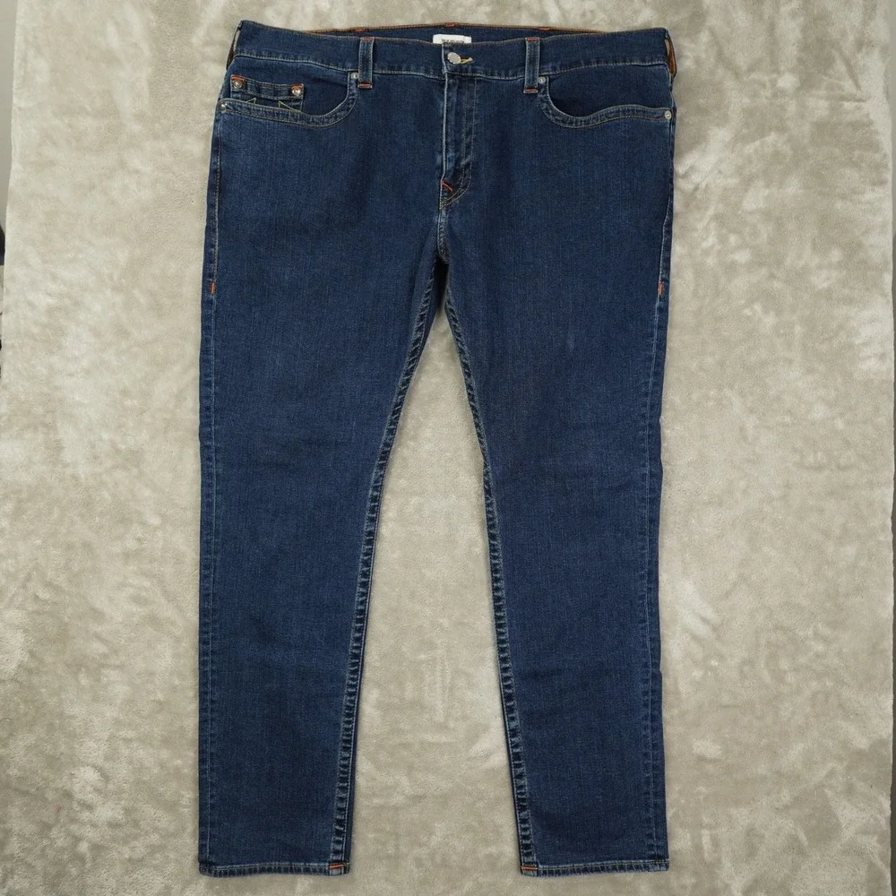 True Religion Geno‎ Relaxed Slim Fit Jeans Men's 46 Blue Dark Wash No Flap